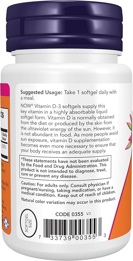 NOW Supplements, Vitamin D-3 2,000 IU, 30 Softgels
