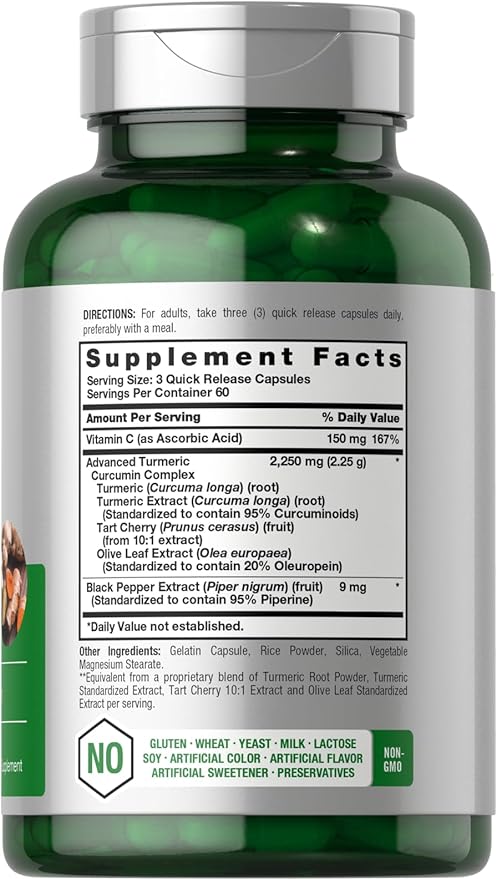 Horbäach Turmeric Supplement with Black Pepper 2250mg 180 Capsules