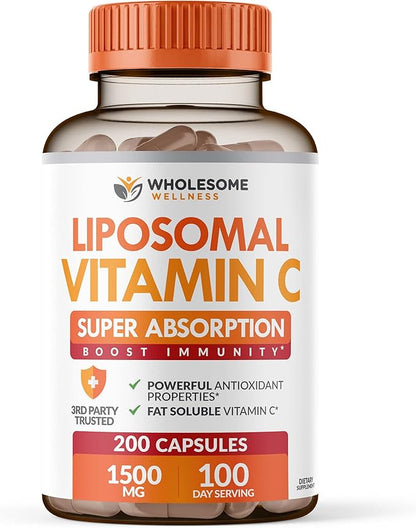 Liposomal Vitamin C Capsules (200 Pills 1500mg Buffered)