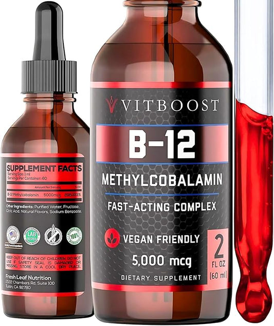 Vegan Liquid B-12 Drops – 60 5000 mcg B12 Liquid