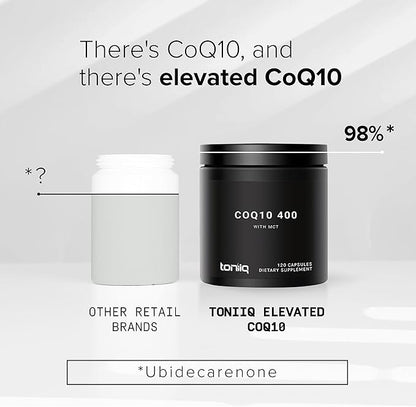Ultra High Purity CoQ10 400mg 98% Purified CoQ10 Supplement Q10 -Bioavailable -120 Veggie