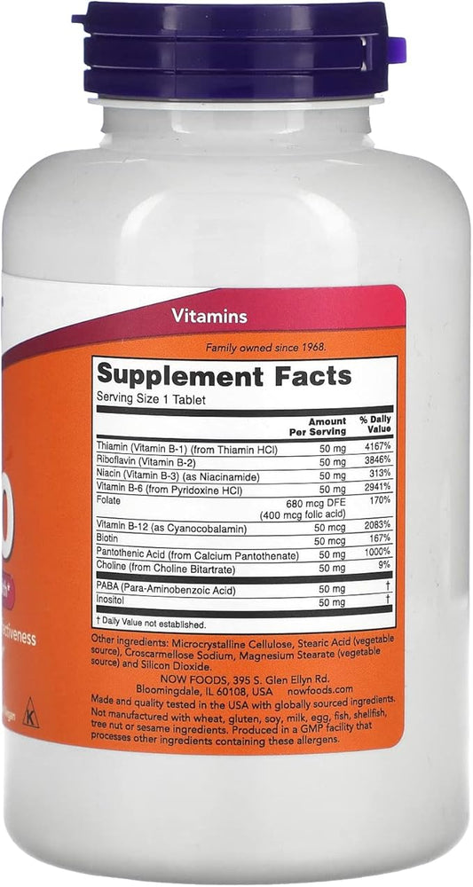 NOW Supplements, Vitamin B-50 mg, Energy 250 Tablets