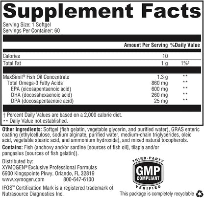XYMOGEN Omega MonoPure 1300 EC 3X Greater 3 Supplement (60 Softgels)