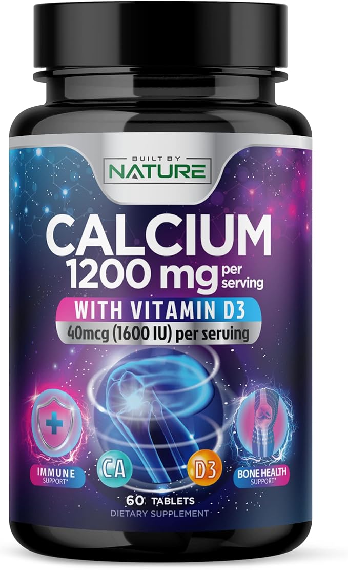 Calcium 1200mg with Vitamin D3 1200 mg 1600 IU D3, Slow 60 Tablets
