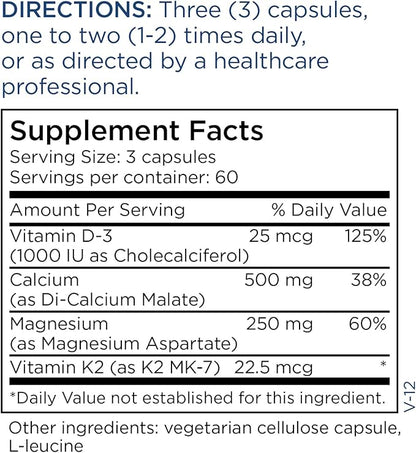 Metabolic Maintenance Cal/Mag Plus D3 + K2 - (180 Capsules)