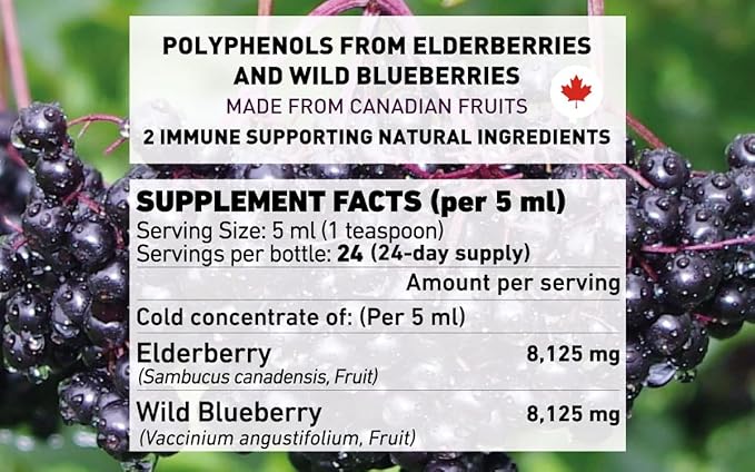 Immunia Elderberry & Wild Blueberry Concentrated. 24 Days/Bottle. 1-Pack
