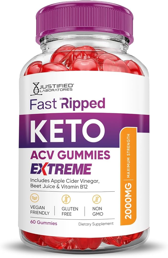 Justified Laboratories (3 Pack Fast Ripped Keto ACV Gummies Extreme 2000MG Fast Ripped Keto Gummies Apple Cider Vinegar Formulated with Pomegranate Beet Juice Powder B12 Vegan Non GMO 180 Gummys
