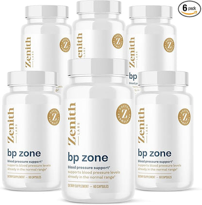 Zenith Labs BP Zone Natural Blood Pressure Supplement Advanced Formula Blood Pressure Capsules - Herbal Extract Pills to Help Lower BP Naturally - Circulatory, Cardiovascular Health Support - 6 Pack