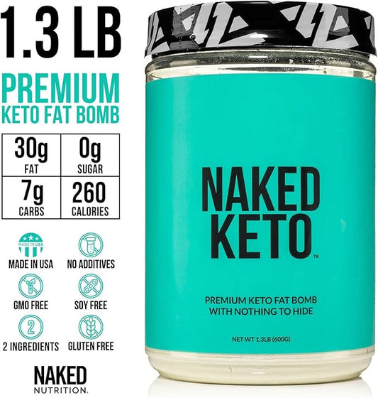 Naked Keto - Premium Keto Fat Bomb Powder - Unflavored - Only Two Ingredients - Gluten-Free, Soy Free Keto Supplement with No Gmos and No Artificial Sweeteners - 1.3 Lb