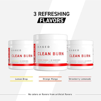 Kaged Clean Burn Powder | Orange Mango | Thermogenic Weight Management | Boost Metabolism | Organic Caffeine, Apple Cider Vinegar | Supplements for Men & Women | 30 Servings