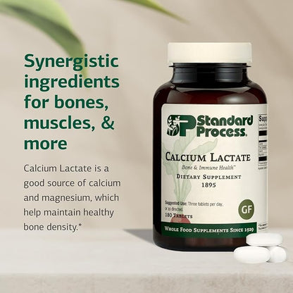 Standard Process Inc. Calcium Lactate - Immune Support and Bone Strength - Bone Health and Muscle Supplement with Magnesium and Calcium - 180 Tablets