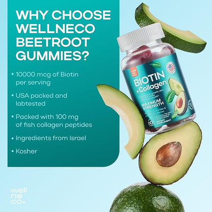 Biotin 10000mcg - Biotin Gummies 60 pcs