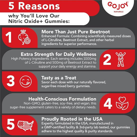 Vegan Sugar Free Nitric Oxide Gummies with Beet Root, L-Citrulline, Hawthorn Berry, Pine Bark - Nitric Oxide Supplements for Men & Women (60 Count)
