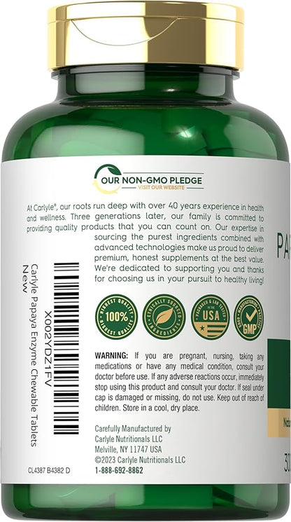 Carlyle Papaya Enzyme Chewable Tablets