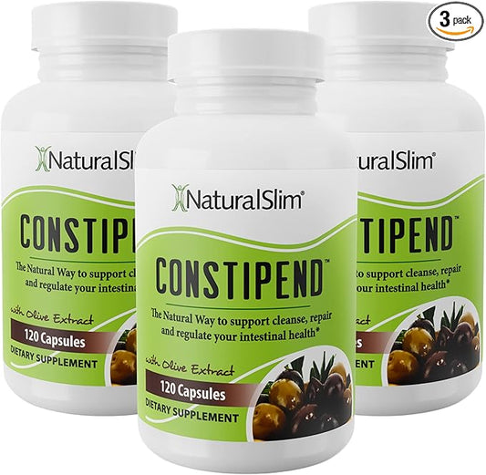 NaturalSlim Constipend - Laxative for Constipation Relief, Colon Regulation, Stool Softener with Olive Extract - 120 Capsules (3 Pack)