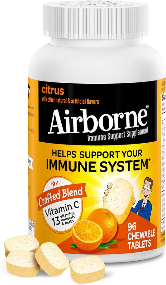 Airborne 1000mg Chewable Tablets with Zinc, 96 Tablets,