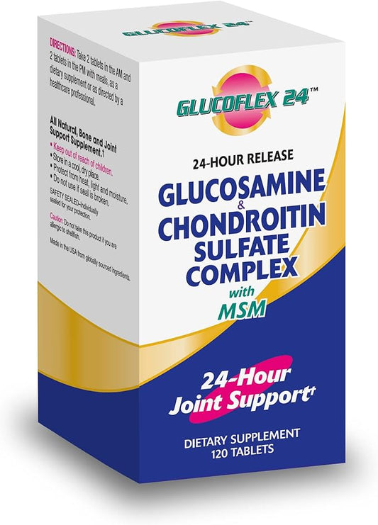 Glucosamine & Chondroitin Sulfate with MSM, 24 Hour 30 Servings, 120 Count