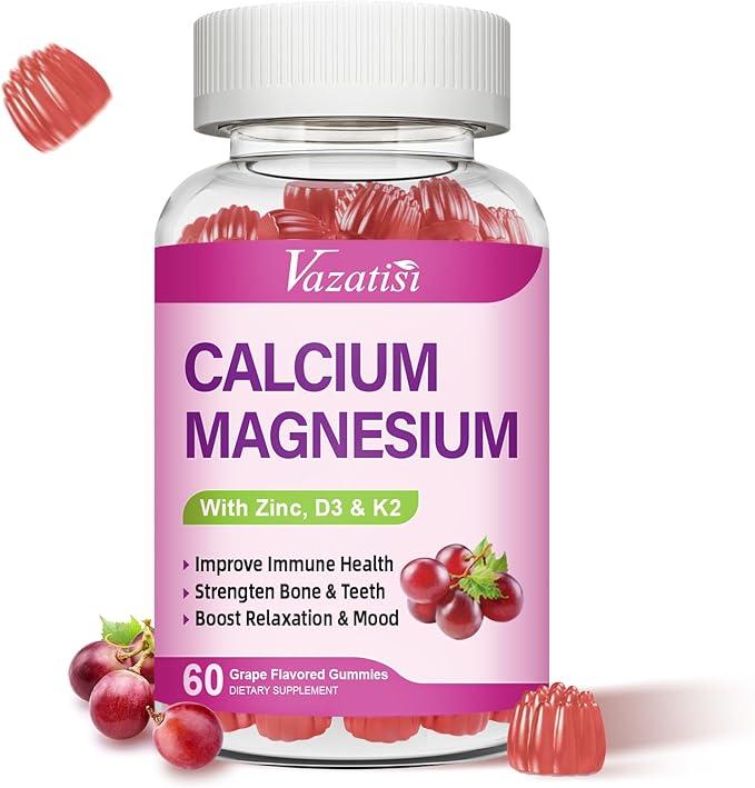 Calcium Magnesium Zinc Gummies with Vitamin D3 & K2, High 60 Gummies…