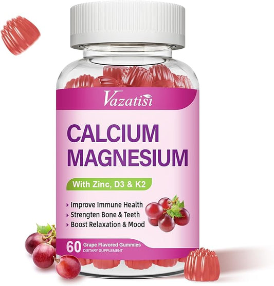 Calcium Magnesium Zinc Gummies with Vitamin D3 & K2, High 60 Gummies…