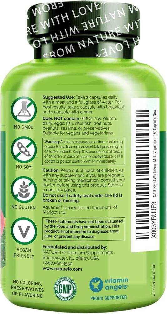 NATURELO Whole Food Multivitamin for Teens 180 Capsules