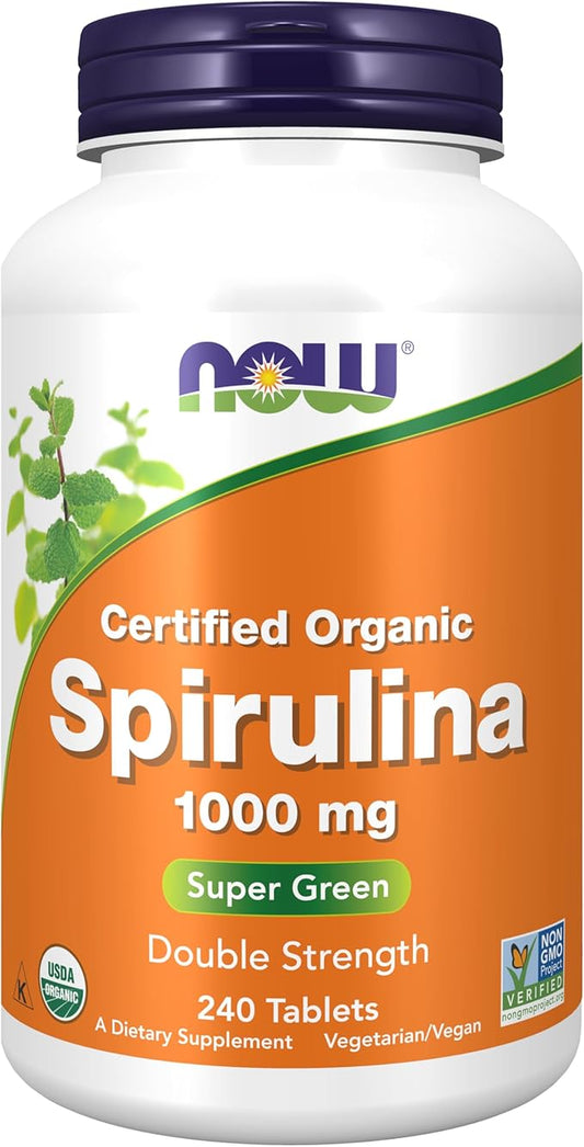 NOW Spirulina Double Strength, 1000 mg Organic 240 Tablets