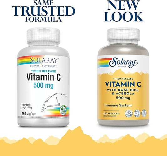 SOLARAY Vitamin C w/Rose Hips & Acerola 500mg | 250 CT