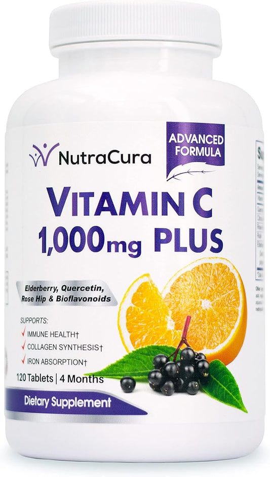 Immunity Vitamin C 1000mg with Elderberry, 4 Months 120 Tablets