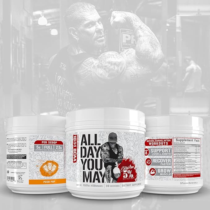5% Nutrition Rich Piana AllDayYouMay BCAA Powder 15.87 oz, 30 Servings
