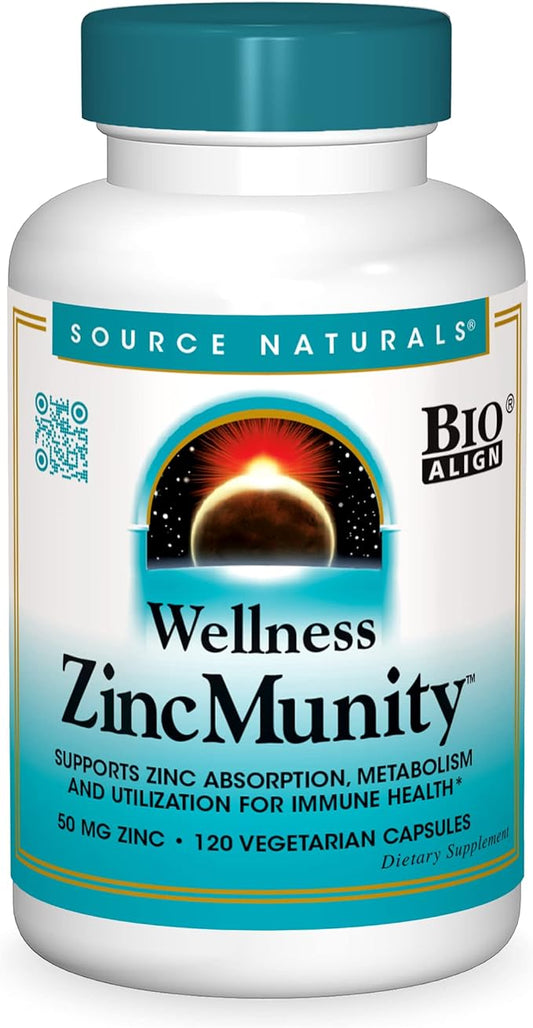 Source Naturals Wellness ZincMunity, Supports Zinc 50 mg 120 Vegetarian