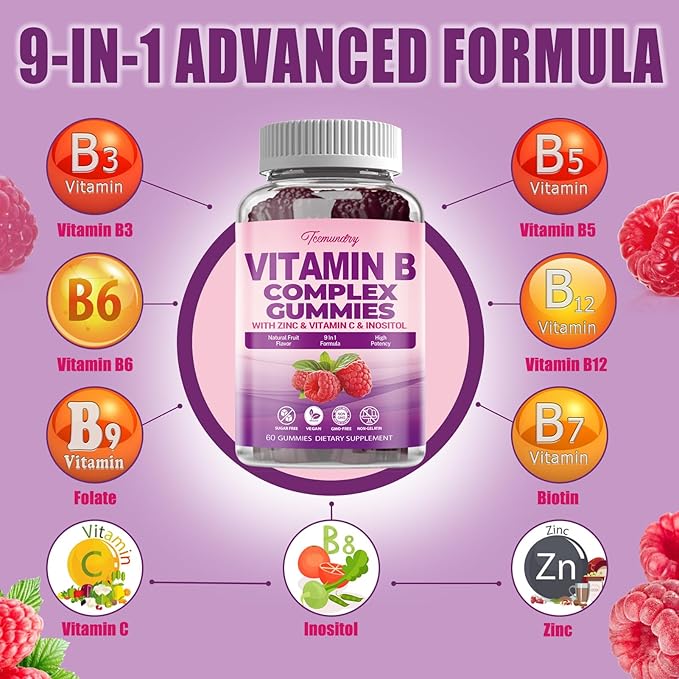 Sugar-Free Vitamin B Complex Gummies for Women B12, Methyl (120 Count)