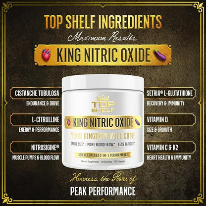 Join Top Shelf Grind Nitric Oxide Supplement for Men 6-in-1, Alpha Blood Flow, Stamina Booster, Strength, Energy, Endurance | 120 Capsules