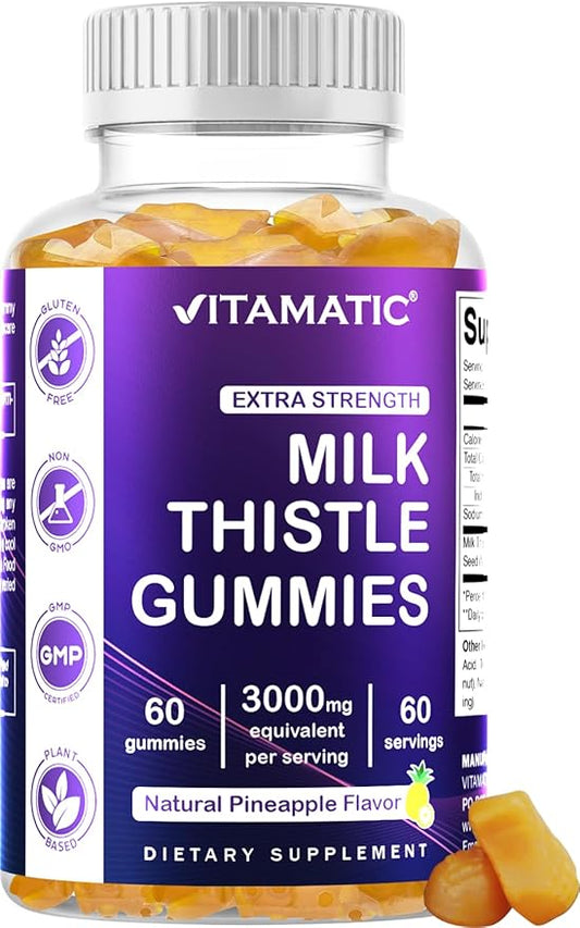 Vitamatic Milk Thistle Gummies 3000 mg 80% Silymarin 60 Pectin