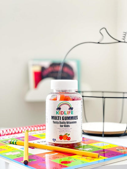 KJ3 Essentials KIDLIFE Daily Gummies- Vitamins for Kids 90 Count Vegan. Immune Support. Soft and Tasty