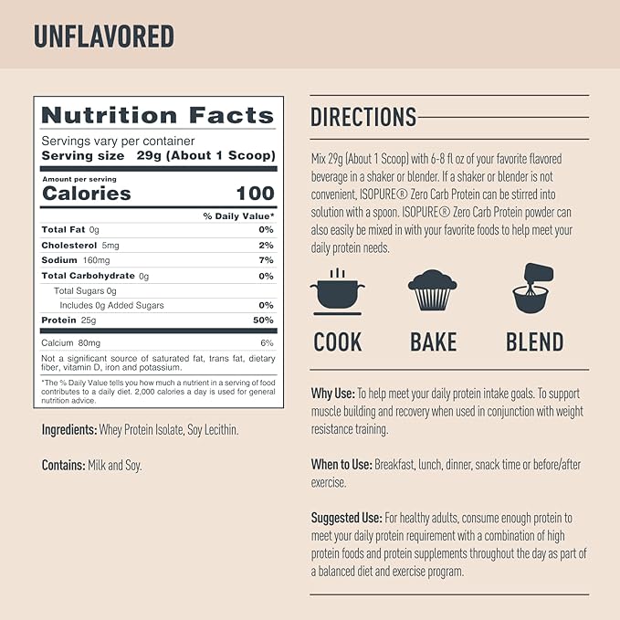 Isopure Unflavored Bundle Unflavored Whey Protein (47 Servings) (100 Servings)