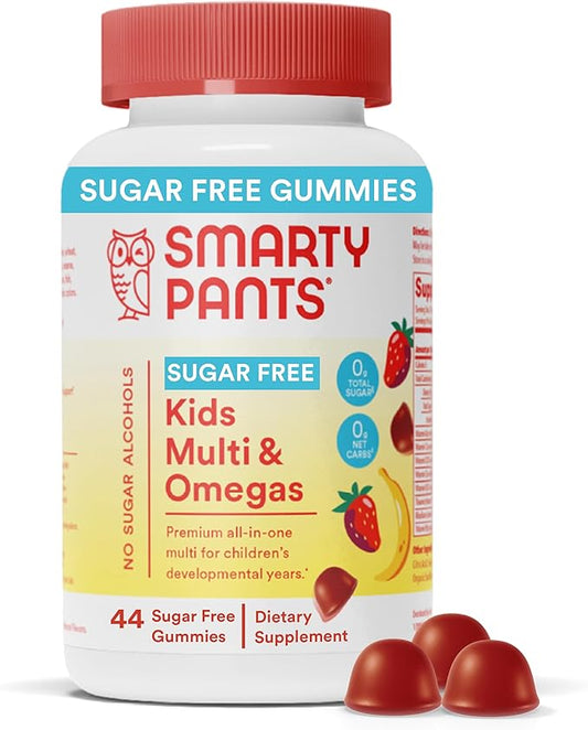 SmartyPants Kids Multivitamin Gummies, Sugar Free: 3 (ALA), D3, C, B12, B6, B6, Vitamin 44 Count (22 Day