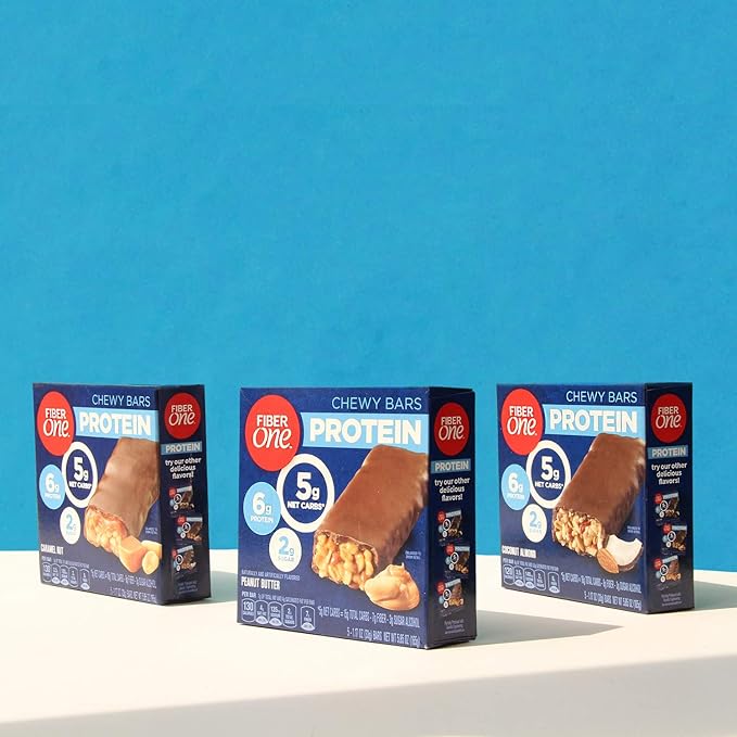 Fiber One Chewy Protein Bars, Caramel Nut, Protein Snacks, 10 ct (Pack of 6)