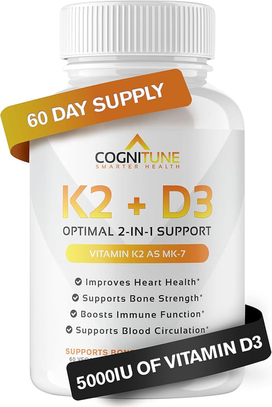 Vitamin D3 5000 IU with Vitamin K2 (MK7) (MK7) Supplement K2 D3 D3 Complex 5000 IU D3 & 90 mcg K2 mk7-60 mk7-60 Count