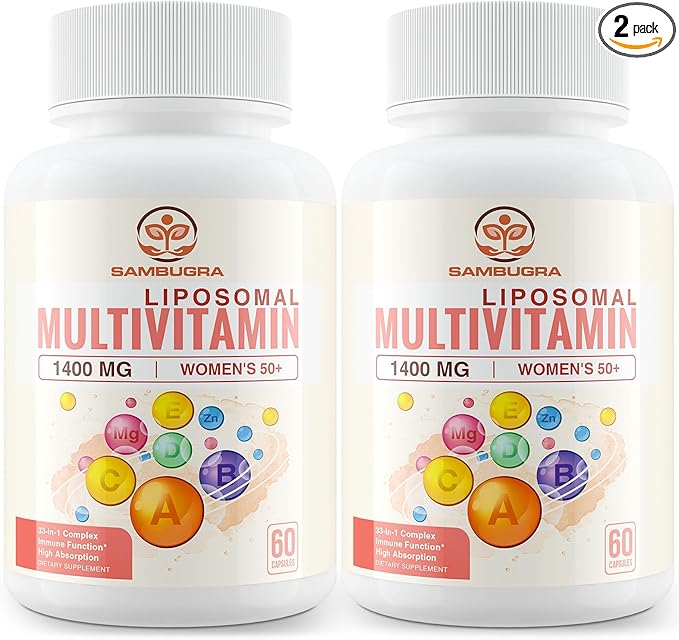 Liposomal Multivitamin for Women 50+ 33 Ingredients, CoQ10, Vitamins 33-in-1 Multivitamin (120 Capsules)