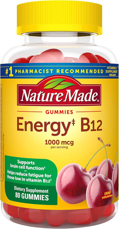 Nature Made Energy B12 1000 mcg, 80 Gummies, 40 Day