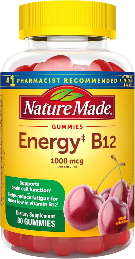 Nature Made Energy B12 1000 mcg, 80 Gummies, 40 Day