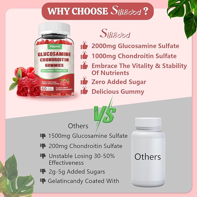 2 Pack Enhanced 3000mg Glucosamine Chondroitin Gummies with MSM for Adults - Extra-Strength Joint Health & Flexibility, Antioxidant & Immune Support Supplement, 120 Count
