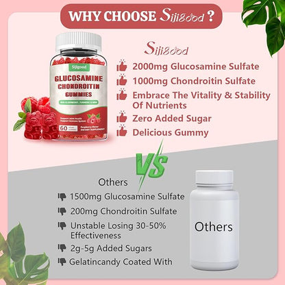 2 Pack Enhanced 3000mg Glucosamine Chondroitin Gummies with MSM for Adults - Extra-Strength Joint Health & Flexibility, Antioxidant & Immune Support Supplement, 120 Count