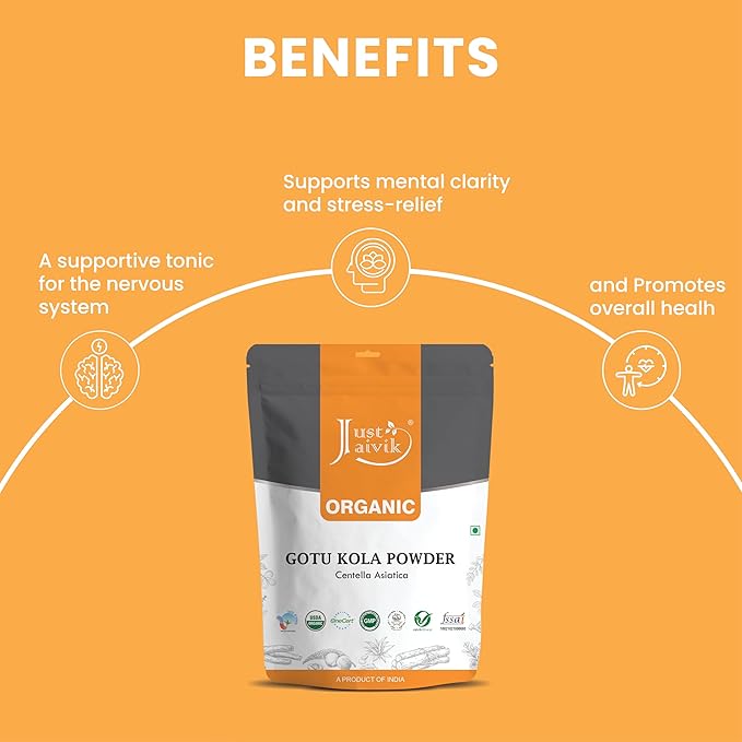 Just Jaivik 100% Organic Gotu Kola 1/2 Pound 227g -