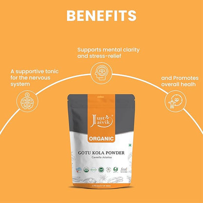 Just Jaivik 100% Organic Gotu Kola 1/2 Pound 227g -