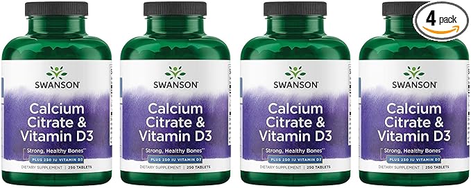 Swanson Calcium Citrate & Vitamin D3 250 Tabs 4 Pack