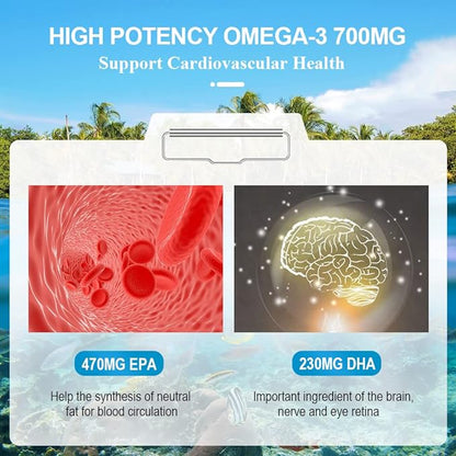 Dr.Brian Omega 3 Fish Oil Supplements, 3 Wild 1200mg with Flavor(180 Softgels)
