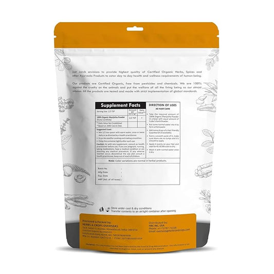 Just Jaivik 100% Organic Manjistha Powder 227 gms 1/2 LB 08 Oz