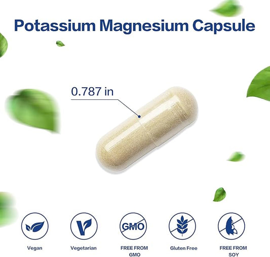 Potassium Magnesium Supplement 1000mg, Magnesium Potassium Zinc Aspartate Support Vascular, Bone, Heart, Muscle & Nerve Health, Non-GMO, Vegan, (120 Capsules)