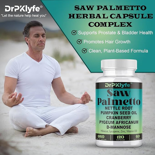 Internist Recommended, 30 yrs Exp. : Saw Palmetto, Nettle Root, Pumpkin Seed Oil, Cranberry, Pygeum Africanum,D-Mannose, Hibiscus,Lycopne: 1560 mg:Bladder, Prostate & Hair Health.