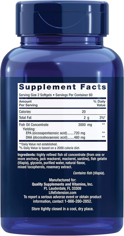 Life Extension Mega EPA/DHA, Omega-3 Fatty 120 softgels